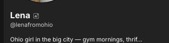 The badge, live on Lena's profile — declared at signup, rendered automatically.